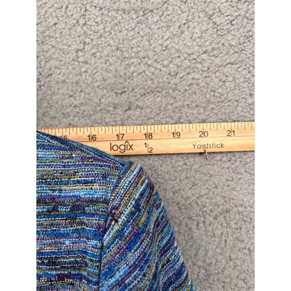 Coldwater Creek Blazer Jacket Women's Size PL Blue Striped Tweed Texture - Picture 5 of 11